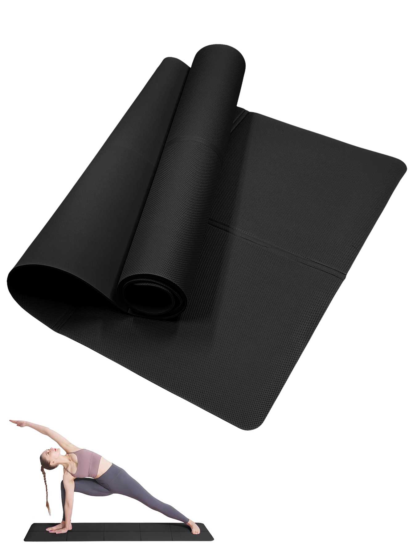 Home Gym Floor - Tapete de yoga dobrável preto eco