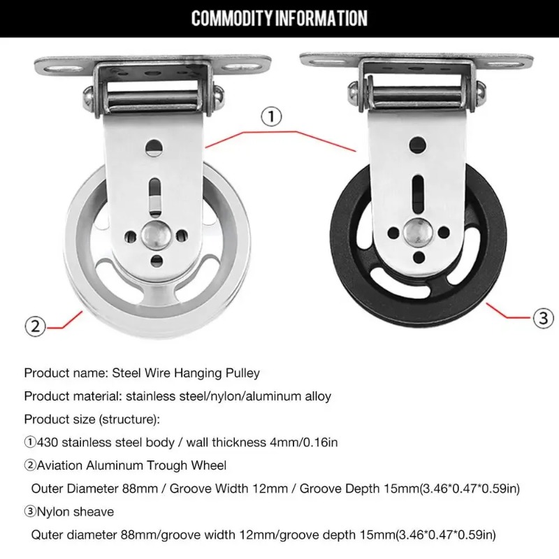 Pulley Home Gym - Roldana Silenciosa Rotativa de Aço Inoxidável