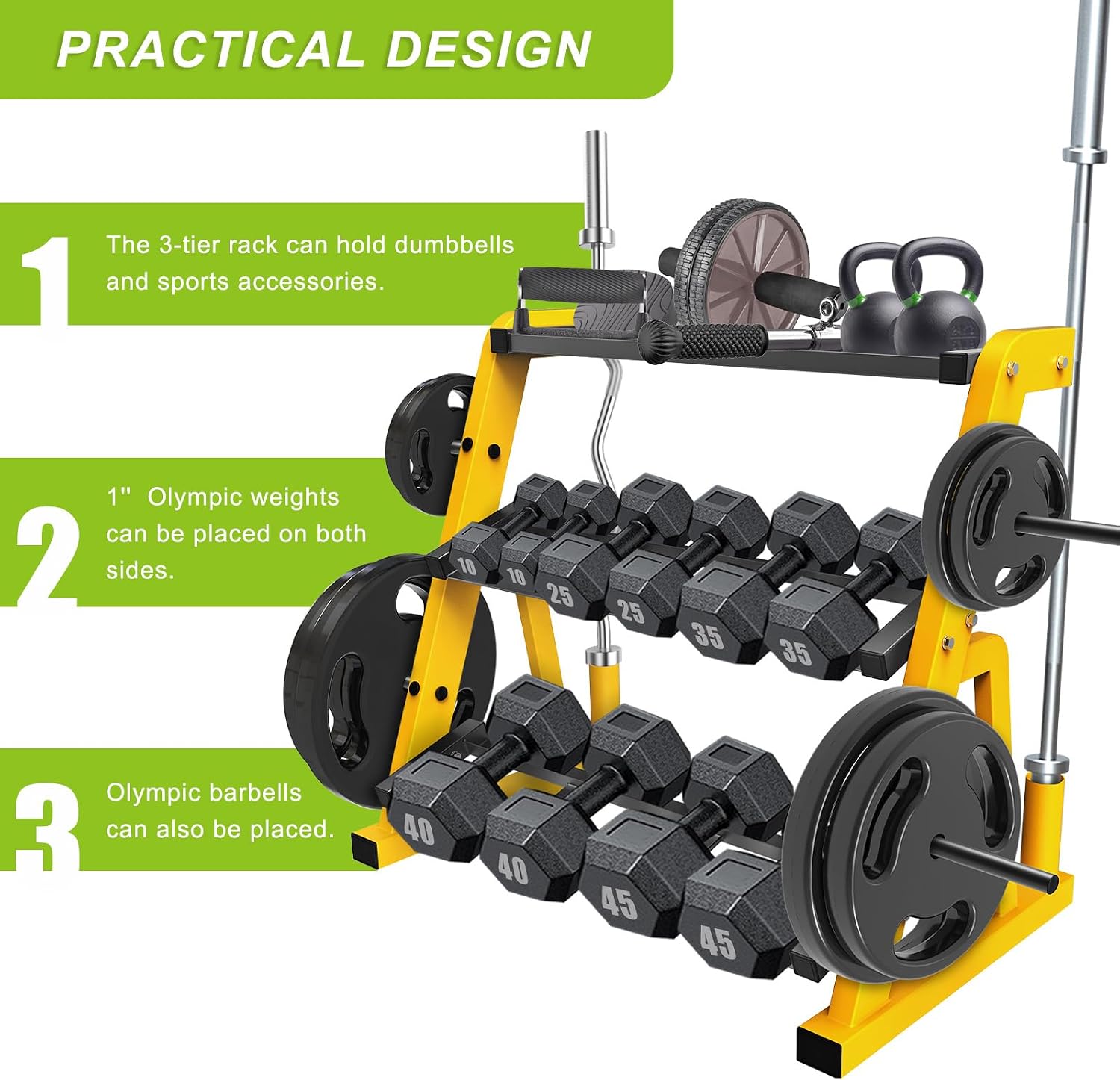 Suporte de Halteres de Três Ní - Home Gym Yellow avaliação e preço