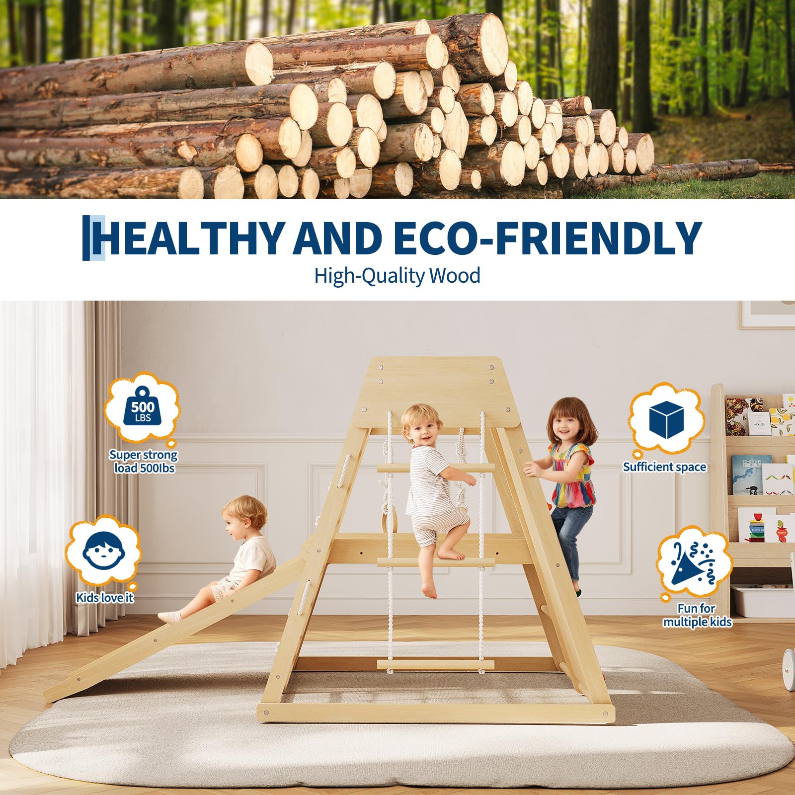 Ginásio de Madeira 6 em 1 para - Home Gym For Toddlers avaliação e preço