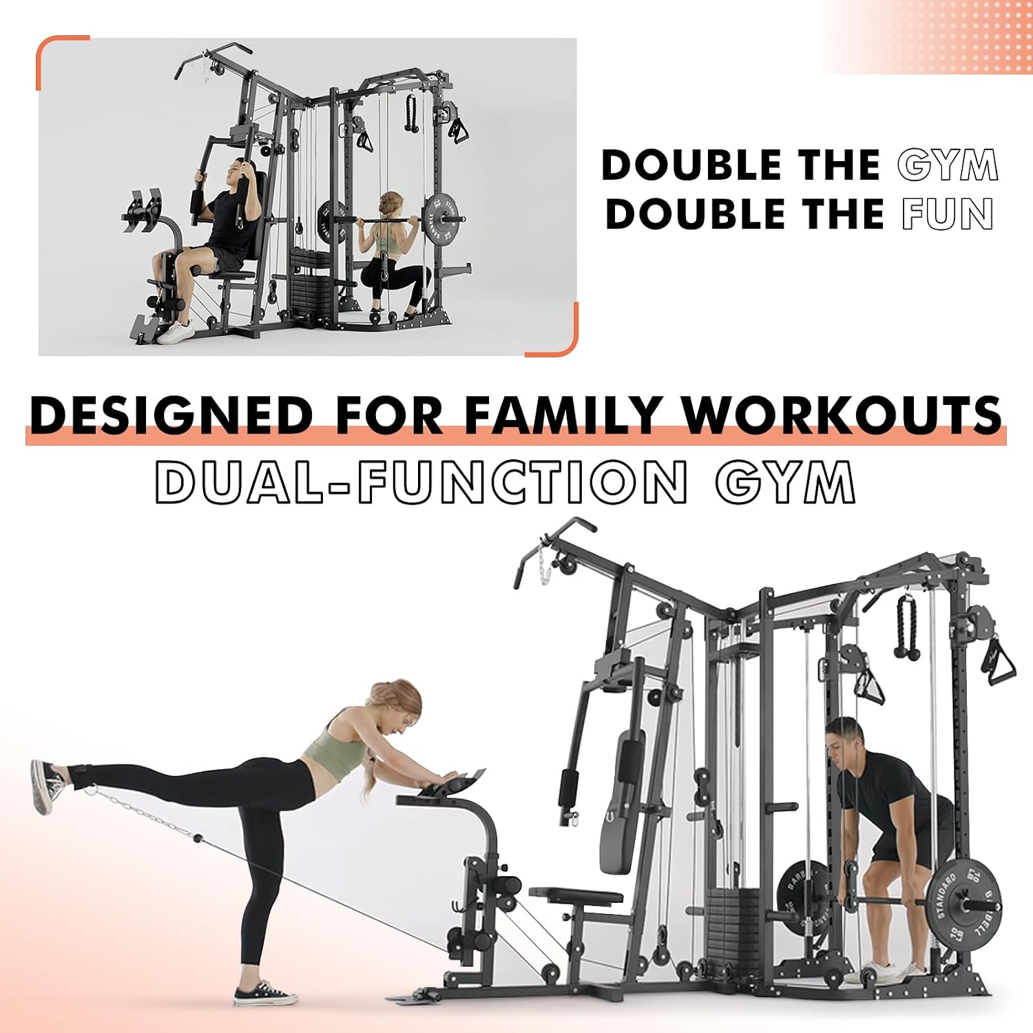 Máquina SmithΔ de Estação Dupl - Home Gym Cable Machine With Weight Stack avaliação e preço